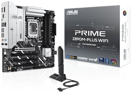 ASUS Prime Z890M-PLUS WiFi Gaming Mainboard Sockel Intel LGA1851 (mATX, DDR5, PCIe 5.0, 3X M.2, DisplayPort, HDMI, Advanced AI, WiFi 7, Aura Sync)