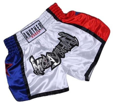CNANRNANC Short de sport Muay Thai, Arts martiaux, Boxe, Kickboxing, MMA, Short de combat (XL, blanc)
