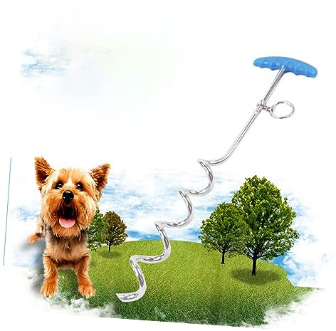 BESPORTBLE Dog Tie-Out Stake Aus Robustem Mit Spiralförmigem Design Drehring Zur Vermeidung Von Verwicklungen Für Kleine Mittelgroße Und Große Hunde Beim Camping Freien