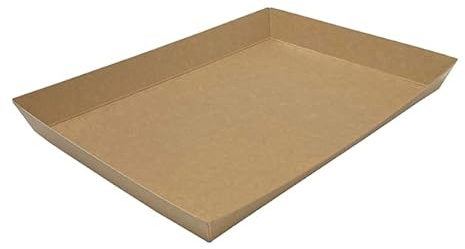 Monouso | 50 Bandeja de Cartón Kraft para Caja con Ventana 39×24x3,4 cm | Cartón Antigrasa y Altas Temperaturas | Ideal para Take Away, Panadería y Catering | Pack de 50 Unidades