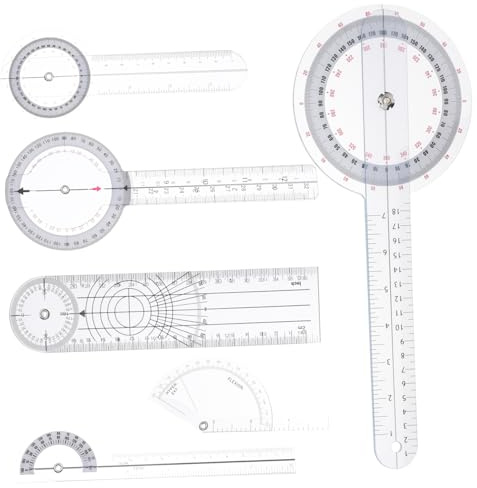 Veemoon 6pcs Ruler Angle Tool for Measurement of Joint Motion Protractor Angle Tool for Measuring and Rehabilitation Equipment