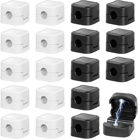 20 Pezzi Clip Fermacavi da Parete.Clip per Cavi Magnetico per Cavi Elettrici.Ferma Cavi Adesivi.Fermacavi Scrivania.Cable Organizer per Cavi Alimentazione,Cavi Dati,Cavi Mouse e Accessori(Bianco/Nero)