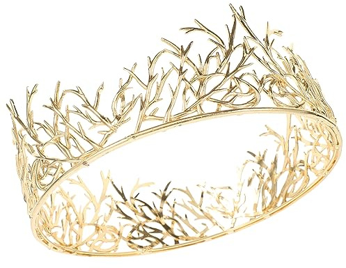Beavorty para damas Sombreros parejas de novia de boda túnicas coronas para novias novia de novio de reyes cosplay nupcial de la boda Metal Golden