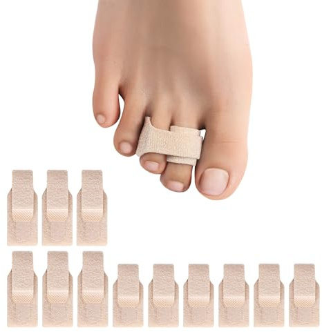 Welnove Enderezador de dedos en martillo, paquete de 12 vendas rotas, corrector de dedos en martillo para mujeres, férulas para dedos torcidos, dedos rizados, dedos doblados (varios tamaños, beige)