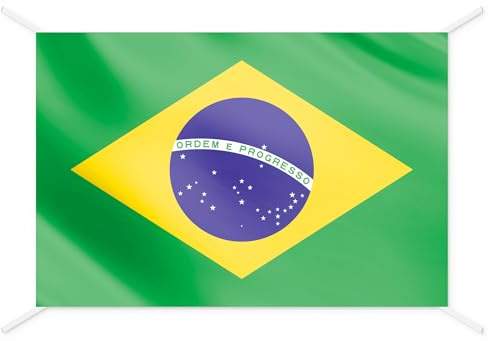 Drapeau Brésil officiel - Drapeaux du Monde pour intérieur et extérieur, drapeaux décoratifs et collection, drapeau francais inclus - Taille 144x93 cm