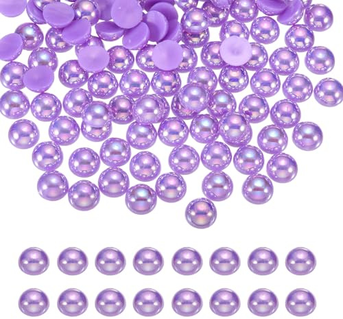 sourcing map 600 piezas de media perla para manualidades, 8 mm, perlas de imitación de plástico, media parte trasera plana, cuentas sueltas de diamantes de imitación para manualidades, ropa, vaso