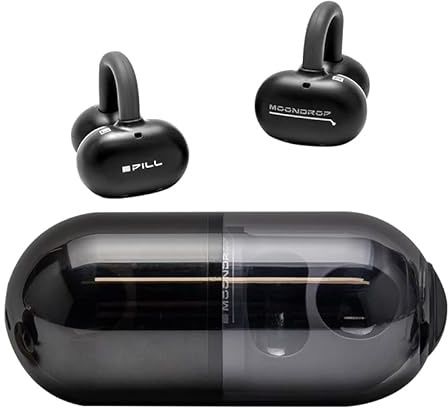 Moondrop Pill Écouteurs Intra-Auriculaires Bluetooth 6.0 OWS à Suspendre IPX4 avec Clip d'oreille Ouvert sans Fil AI ENC MD-0WS-003 (Noir)