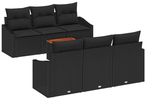 vidaXL Trädgårdsoffset med lagring 7 pcs Svart konstrotting, Trädgård och Terrass, Modern Rattansoffa, UV-resistenta Material, Modulär Ute-soffa, Loungeset för Uteplats