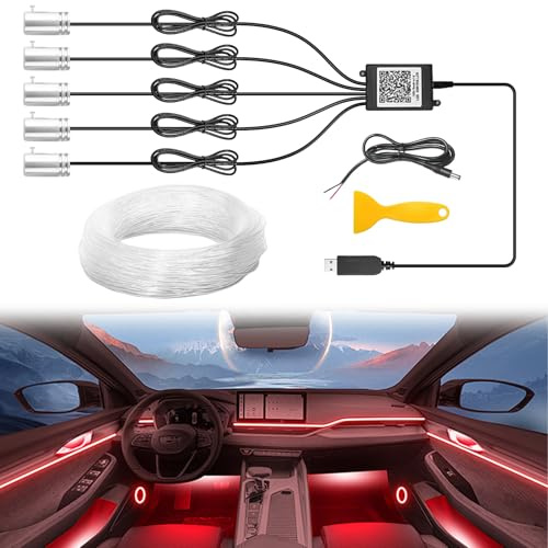 5 IN 1 Auto Ambientebeleuchtung, RGB LED Innenbeleuchtung Streifenlichter 600cm mit 16 Millionen Farben, APP Steuerung, USB-Port Multicolor Musik Synchronisation Innenbeleuchtung für Auto