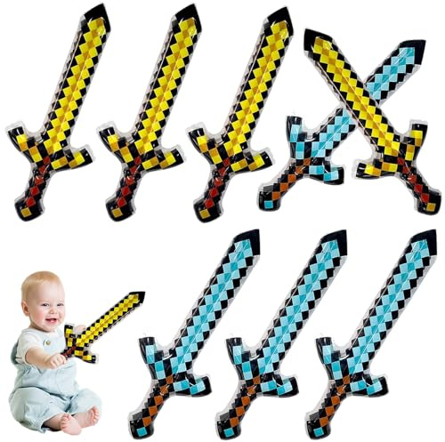 Yhjxly 8 st uppblåsbara svärdsset, barn uppblåsbara pixlar svärd, 63 cm pirater svärdleksaker, presenter till födelsedagsfest halloween cosplay pool festtillbehör