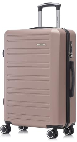 YONSLY Koffer Suitcase, Trolley Reisekoffer, Rollkoffer Handgepäck mit 4 Rollen 360°, Hartschalenreisekoffer, Zahlenschloss, Weicher Gummigriff (L, Roségold)