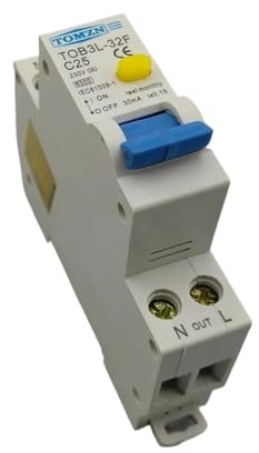Interruttore Magnetotermico Differenziale,Magnetot Interruttore Automatico Differenziale Di Corrente Residua RCBO 18MM 25A 1P+N 6KA Con Protezione Da Sovracorrente E Perdite