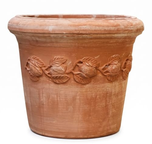 Teramico Pflanzgefäß Terrakotta 100% frostfest (Limoni Toscana, 60cm) | Wunderschöne detaillierte Terrakotta Blumentöpfe aus traditioneller Handarbeit für Ihre Gestaltung von Haus und Garten.