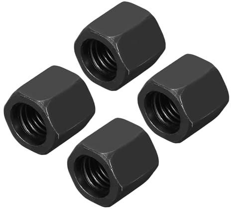 sourcing map Sechskant-Kupplungsmuttern, M14 x 2 mm, 20 mm Länge, Güteklasse 10,9, Karbonstahl, Vollgewinde, Kupplungsmutter, Bolzen, Grobgewinde, Rohrverbinderbefestigungen, Schwarz, 4 Stück