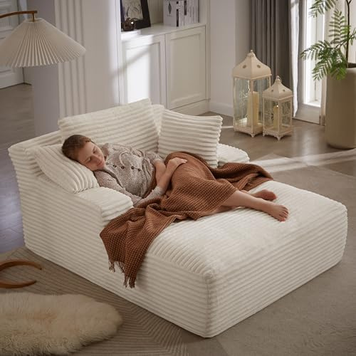 KEIKI 66 Oversized Chaise Lounge Chair Indoor, No-Assembly Modern Boneless Chair for Living Room Relaxation, Reading, Napping & Daily Lounging, Plush Comfy Sleeper Style for Home Comfort