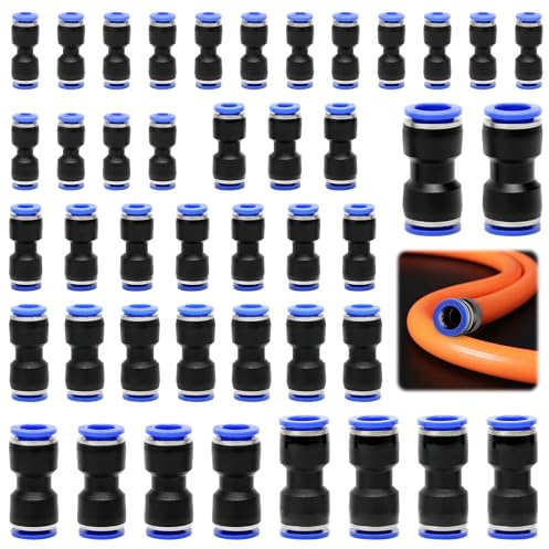 MAIXINNEW 42 Pièces Connecteur Pneumatique Droit Set 4/6/8/10/12/14mm | Raccord Rapide Air Comprimé Droit pour Tuyauterie, Raccord Tuyau Pneumatique avec Réducteurs pour Connexions de Tuyaux