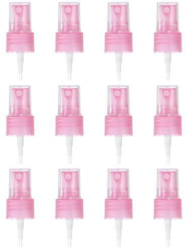 sourcing map 12 Pcs Pink Spray Bottle Top, 20/410 Fine Mist Sprayer Reusable Replacement Bottle Pump Stripe Plastic Top for Body Sprays Toner Home Perfume