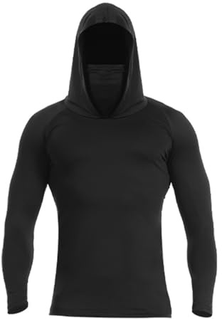 UPF 50+ Men's Hooded Shirts SPF Men's Sun Protection Hoodie Mesh Face Mask Long Sleeve Quick Dry T-Shirt Breathable with Mask Solid Vented Outdoor Activities Swim
