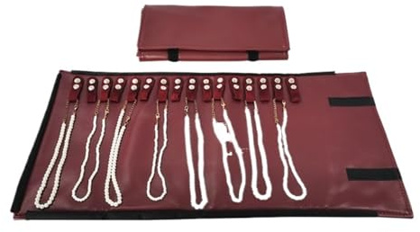 Astuccio da viaggio per gioielli, Borsa arrotolata for gioielli Organizer da viaggio for collana in PU rosso 29x13x4 cm