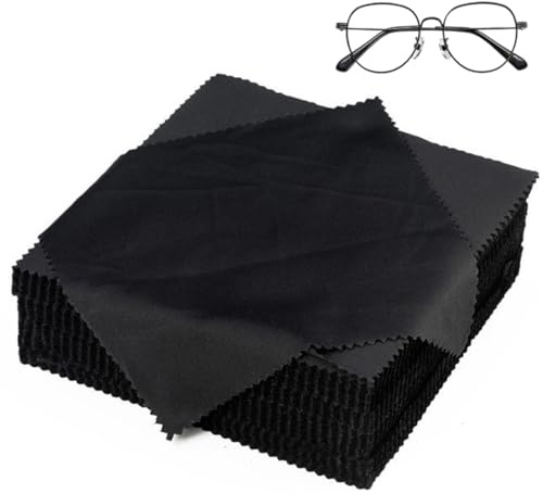 ZORTVUL 30 Piezas Paño Microfibra Para Gafas, Tela Suave Y Absorbente Para Lentes, Smartphones, Pantallas Y Cámaras, Limpieza Sin Dejar Huellas, 13x13cm Negro