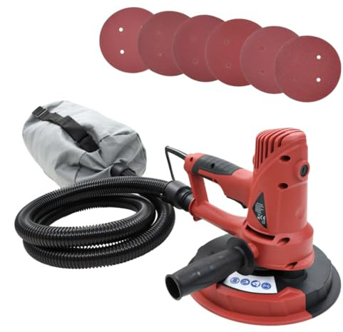 GeenYuu Sandslipmaskin 710 W med vakuumfunktion och 2 m sugslang, 6 slipskivor, svängbart huvud, ergonomiskt handtag, mångsidig för renovering, träslipning