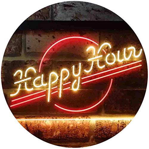 ADVPRO Happy Hour Bar Beer Club Dual Color LED Barlicht Neonlicht Lichtwerbung Neon Sign Rot & Gelb 300 x 210mm st6s32-i3549-ry