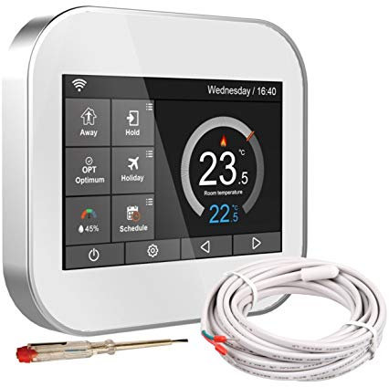 Nassboards Smart Thermostat - for Electric Underfloor Heating, Remote & WiFi Control, Programmable, Digital & Compatible with WiFi, Alexa - Installation Kit Included