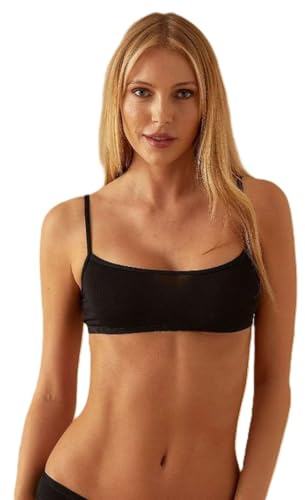 JADEA Set 3 Top Donna Cotone Modal - Reggiseno Sportivo Senza Ferretto Non Imbottito - Bralette Morbida per Sport e Casual,Nero M