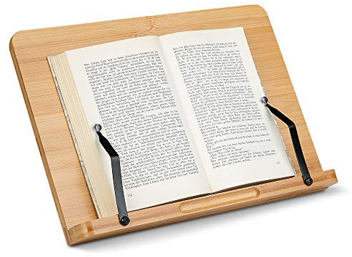 Navaris Buchständer kompatibel mit iPad - 34x24cm Buchhalter Buchstütze aus Bambus - Stand Halter für Buch Tablet - für Küche Schreibtisch - Schwarz