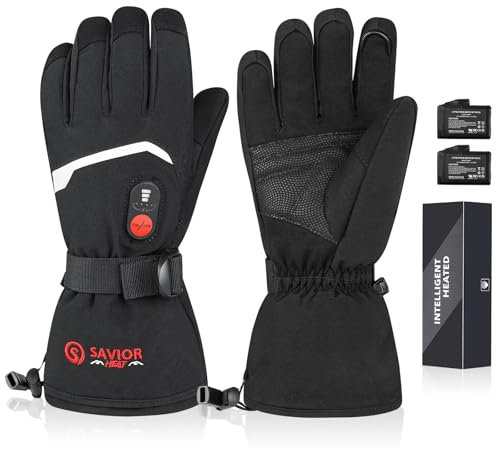 Sun Will Beheizbare Handschuhe – Elektrische Winterhandschuhe für Damen & Herren, Wasserdicht mit Touchscreen, wiederaufladbar, Motorrad-, Ski-, Jagd- & Outdoor (Black-01, XL)