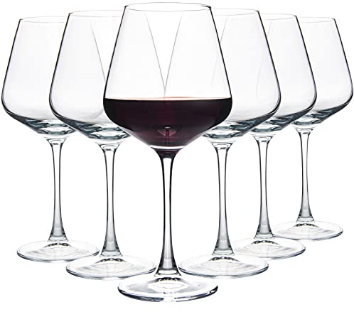YANGNAY Wine Glasses (Set of 6, 20 Oz), Large Clear Burgundy Wine Glasses for Red Wine, Smooth Rim, Dishwasher Safe