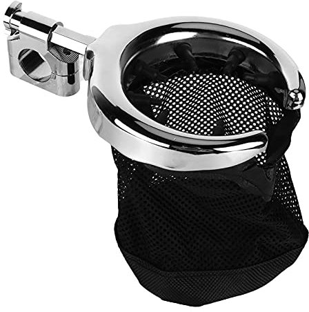 Portavasos para Motocicleta, Manillar de 25mm Universal Nylonfabric Portavasos para Bebidas para Motocicleta, Scooter, Barcos Marino, Kayak(Electroplata)