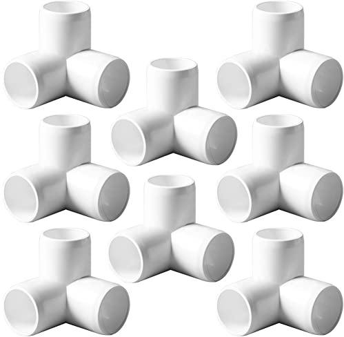 ANPTGHT 3/4“ Tee PVC Fitting 3 Way Elbow Connector, Furniture Grade 90 Degree Elbow Side Outlet, PVC Corner Fittings for Building Furniture Greenhouse Shed Pipe Fittings Tent Connection (Pack of 8)