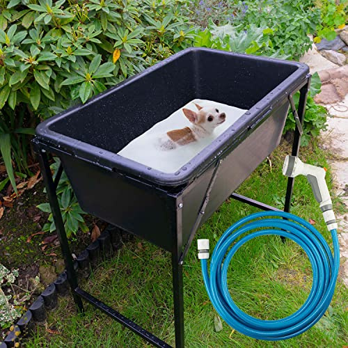 Cost Wise Portible dog wash bath on metal foldaway stand with drain away valve+ shower hose kit