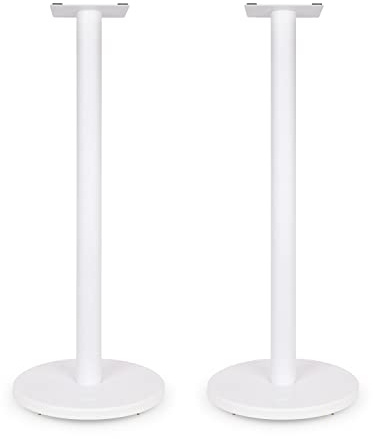 Fluance SS05RWH Lot de 2 supports d'enceintes de sol pour son surround et haut-parleurs d'étagère avec construction solide, pointes de sol réglables, pieds d'isolation en caoutchouc, gestion des