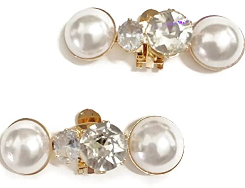 Umiin Juego de 2 pinzas para zapatos, elegantes decoraciones de zapatos de perlas para mujeres y damas, hebilla de metal con diamantes de imitación para bodas, fiestas, dobles, Perla