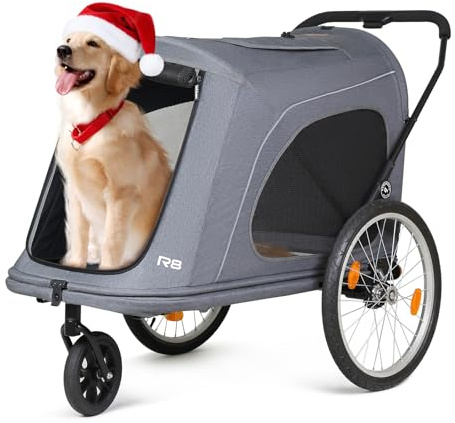 Beberoad R8 Passeggino pieghevole per animali domestici, passeggino e rimorchio per cani di taglia grande, anziani, disabili e cani in gravidanza, comodamente trasportabile in bicicletta e in auto