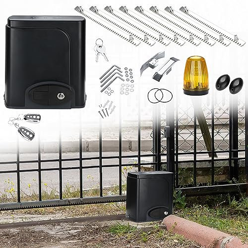 Sonnewelt Azionamento scorrevole da 370 W, set apriporta da garage con 2 telecomandi, lunghezza cancello 12 m, 8 cremagliera in acciaio, apriporta fino a 800 kg, automatico per hotel, fabbrica