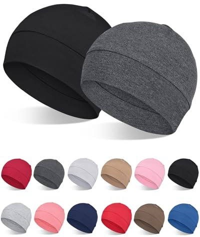 FocusCare Mützen für Männer Schlafen Baumwolle Schädel Kappe Schwarz Helm Liner unter Schutzhelm für Radfahren Fahrrad Motocycle