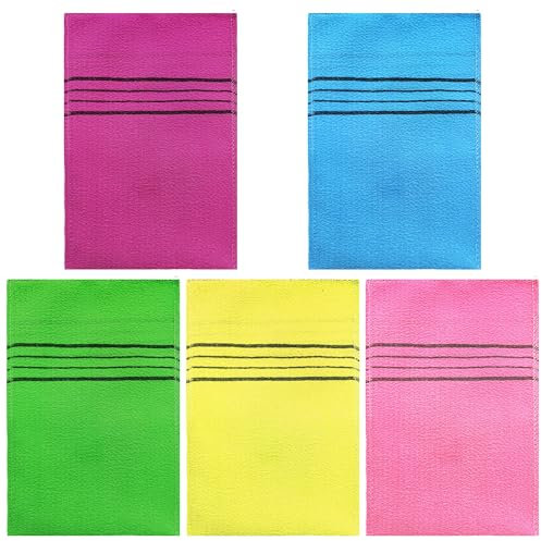 MEMOFYND Confezione da 5 guanti da bagno, guanti da doccia, scrub, guanti per la pulizia dello sporco e della pelle morta, guanti esfolianti, adatti per il corpo (5 colori)