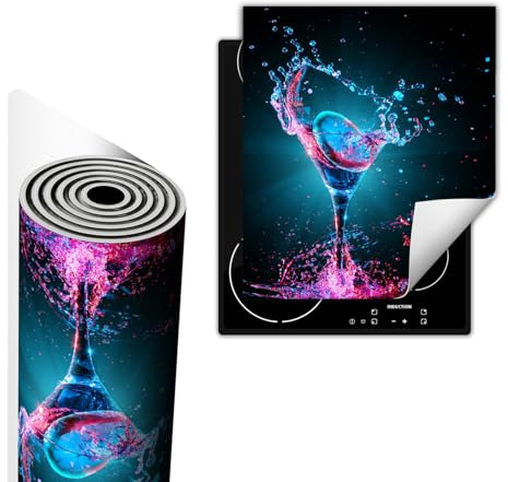 TMK ArtDeko Cubre Vitrocerámica de Induccion 45 x 52 cm - Tapa Protectora - Placa protectora vitroceramica induccion Vinilo, Vaso de agua