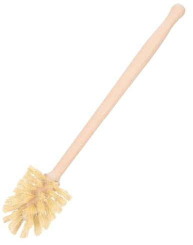 JECOMPRIS Brosse Toilette Rotative 360° Poils Puissants Nettoyage Profond Manche Compact Bois Économiseur D'Espace Accessoire Salle De Bain