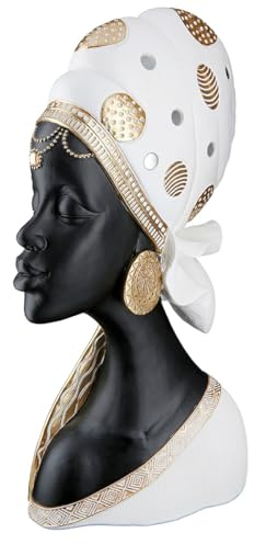 GILDE Figur Mara - Höhe 41 cm - Afrikanische Frau aus Kunstharz - Creme, schwarz - Deko - Skulptur - Wohnaccessoire - Geschenkidee - Wohnzimmer