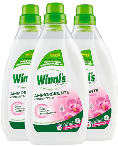 Winni's Naturel Ammorbidente Concentrato per Lavatrice con Fragranza all'Orchidea 31 Lavaggi efficace anche a Basse Temperature Ipoallergenico - 3 Flaconi da 775 ml
