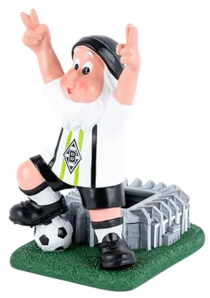 Borussia Mönchengladbach Gartenzwerg Stadion| Fanartikel Fohlenshop | In Vereinsfarben mit Borussia Park Abbildung | Größe 14,3x18,5x24 cm