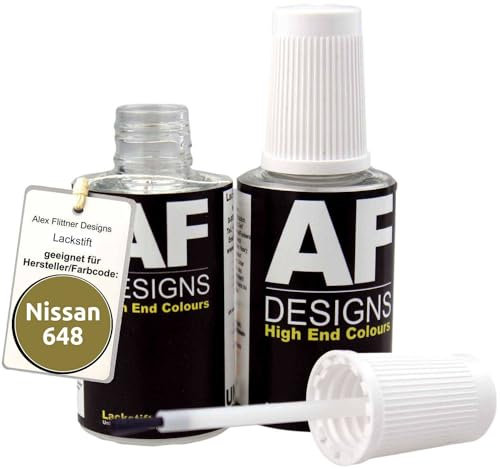 Alex Flittner Designs Lackstift Set kompatibel mit Nissan 648 Olive schnelltrocknend 2x20ml Autolack