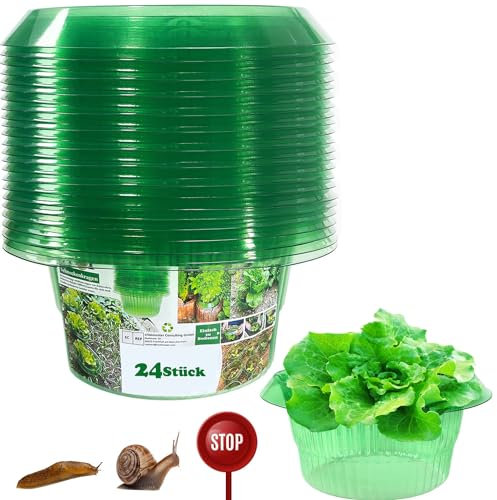 Verdickte Ausführung Schneckenkragen, Schneckenschutz zur Abwehr von Schnecken, für Ihre Salatpflanzen und Kohl - Schützt Pflanzen vor Tierfraß, grün, Set à 24 Stück