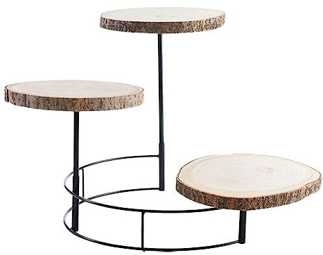 XDGJTBFMY Soporte redondo de madera para tartas de 3 niveles, soporte para cupcakes, soporte reutilizable para postres, decoración de bandeja escalonada, para postre, frutas, aperitivos, pasteles,