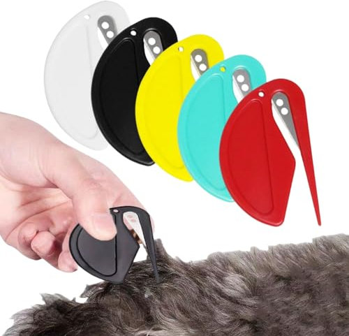 IATAHI 5-teiliger Entfilzungsmesser Katze, Brieföffner, Geschenkpapierschneider, Schiebeschneider für Weihnachten, Entfilzer Katze Langhaar, Knoten Entferner Katze, Knotenkamm für Katzen