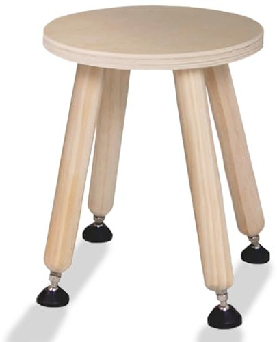 Cateam Tritthocker aus Holz für Kinder und Kleinkinder – 1er-Set – Natur – Kinderhocker mit ausziehbaren Beinen – sensorischer Tischhocker – runder Sitzhocker für Kinder mit Nivellierfüßen